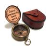 Antique Brass Compass with Leather Case, Nautical Navy Personalized Souvenir Compass, Confirmation, Baptism, Uplifting, Heavenly, Motivational Gift of Faith, Camping, Travelling, Boating Equipment view 1