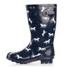 NORTY Waterproof Rain Boots for Women Size 11, Mid Calf Rain Shoes, Slip-Resistant, Comfortable Rainboots, Stylish Outdoor Garden Boots, Glossy Navy Horses, 11.25" Shaft view 1