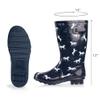 NORTY Waterproof Rain Boots for Women Size 11, Mid Calf Rain Shoes, Slip-Resistant, Comfortable Rainboots, Stylish Outdoor Garden Boots, Glossy Navy Horses, 11.25" Shaft view 3