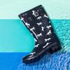 NORTY Waterproof Rain Boots for Women Size 11, Mid Calf Rain Shoes, Slip-Resistant, Comfortable Rainboots, Stylish Outdoor Garden Boots, Glossy Navy Horses, 11.25" Shaft view 4