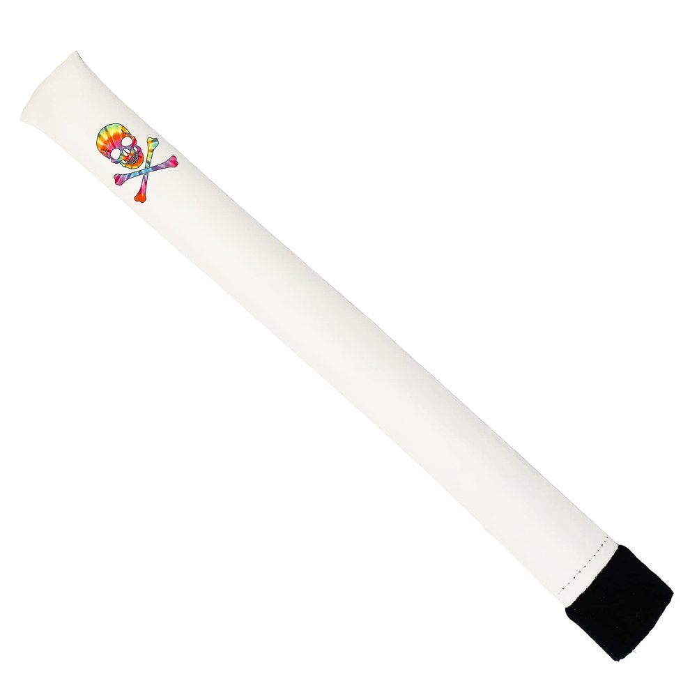 Sunfish Tie Dye Skull and Crossbones Leather Golf Alignment Stick Cover Holds 2 Sticks
