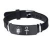 KBNSUIAN Egyptian Amulet Ankh Cross Bracelet Eye of Horus Scarab Eye of Providence Silicone Wristband Egypt Ancient Animal Protection Healing Christening Jewelry Gifts for Women Men,Black view 1