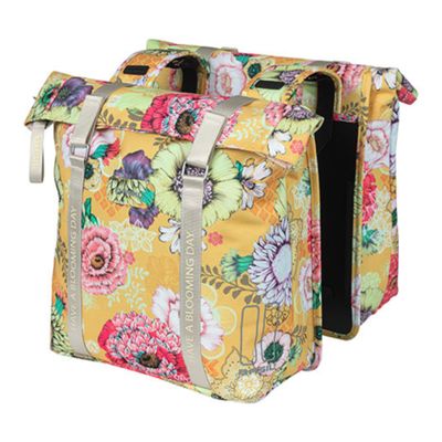Basil Bloom Field Double Bicycle Bag, Honey Yellow, 28-35 litres, Recycled PET Polyester, Without MIK