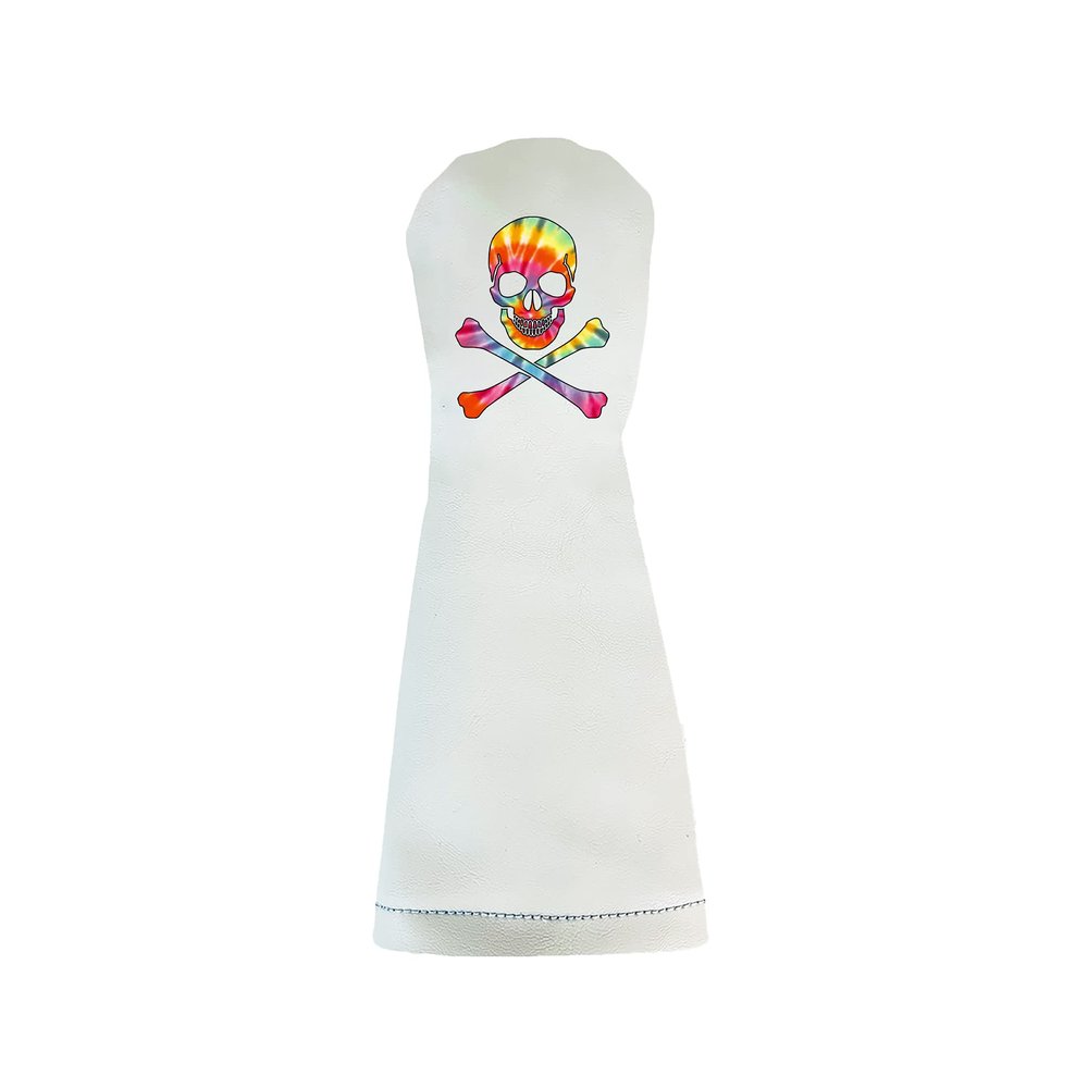 Tie Dye Skull and Crossbones Sunfish Leather Fairway Golf Club Headcover