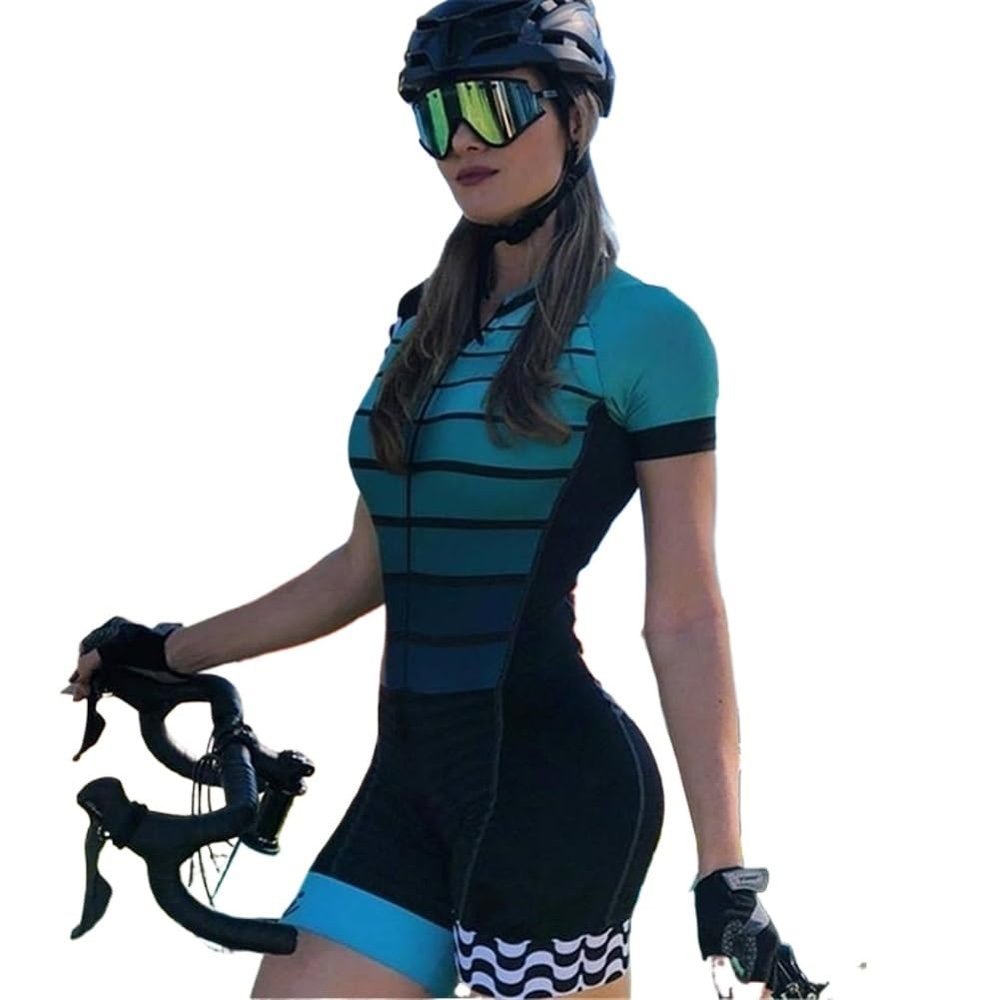 CYTSH Triathlon Women's Cycling suit Set-Bicycle-Summer Summer Short Sleeve 9D Gel Set Swimsuit (Color : 3, Size : Small)