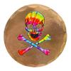 Tie Dye Skull and Crossbones Forged Copper Golf Ball Marker by Sunfish view 1