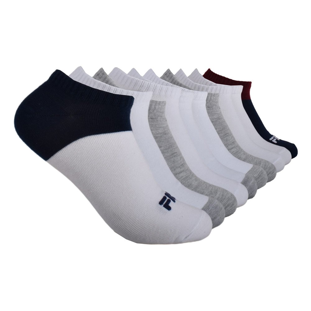 Fila womens No Show Socks, White Multi Colorblock (10 Pack), One Size US