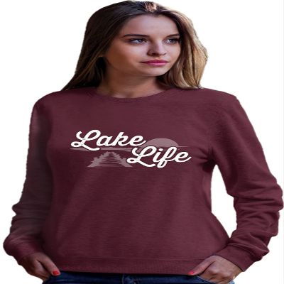 Go All Out X-Large Maroon Adult Lake Life Fashion Summer Boating Sweatshirt Crewneck