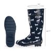 NORTY Waterproof Rain Boots for Women Size 11, Tall & High Calf Rain Shoes, Slip-Resistant, Comfortable Rainboots, Stylish Outdoor & Garden Boots, Glossy Navy Horses, 13.25 Shaft view 4