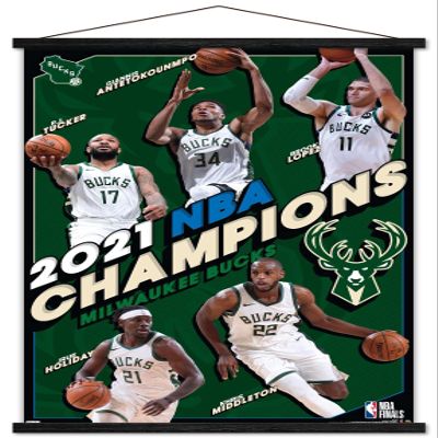 Trends International NBA Milwaukee Bucks - 2021 NBA Finals Champions Wall Poster with Magnetic Frame