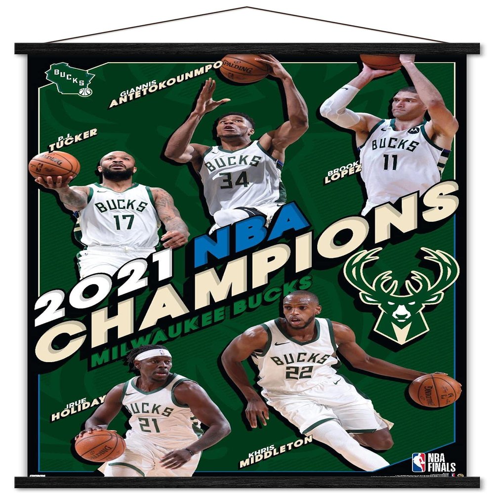 Trends International NBA Milwaukee Bucks - 2021 NBA Finals Champions Wall Poster with Magnetic Frame
