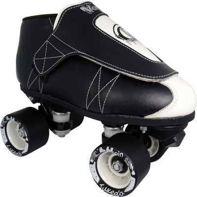 VNLA Junior Tuxedo Jam Skates - Indoor Unisex Roller Skates for Tricks, Jam and Speed Skating - Mens 12