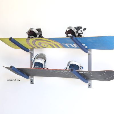 SPAREHAND Double Wall Mount Storage Rack - Heavy Duty 15-Inch Cradle Arms with Push Pin Button - 2-Tier Storage System for Surfboards, Wakeboards, Skateboard & Skis - Ideal for Home & Garage Display