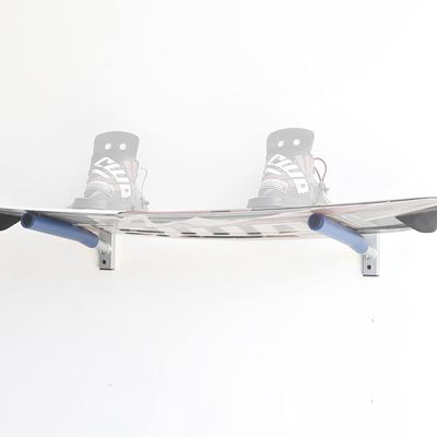 SPAREHAND Single Wall Mount Rack  Heavy Duty 15-Inch Cradle Arms with PVC Padding  1-Tier Storage System for 1 SUP, Surfboard, Wakeboards & Skis  Ideal for Home & Garage Display, Blue Pads on White