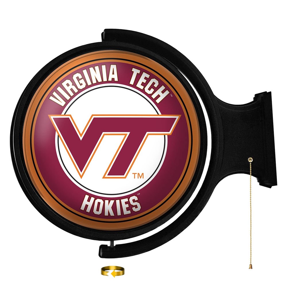 Virginia Tech Hokies: Round Lighted Rotating Wall Sign - College Decor for Home, Game Room, Fan Cave & Garage - USA Made