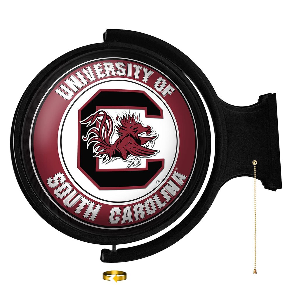 South Carolina Gamecocks: Round Rotating Lighted Wall Sign - College Decor for Home, Game Room, Fan Cave & Garage - USA Made
