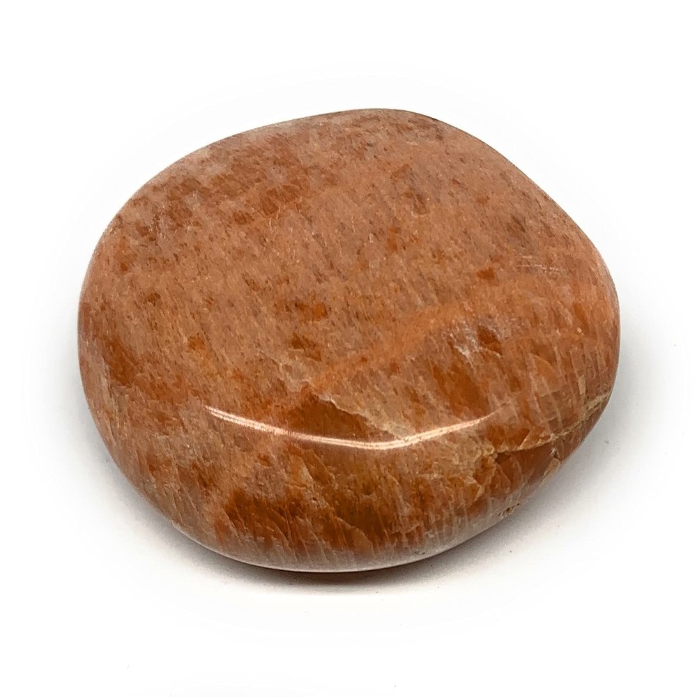 110.2g, 2.6"x1.9"x1" Natural Untreated Peach Moonstone Palm-Stone Crystal Polished Gallet Shape Gemstones from Madagascar, B15456
