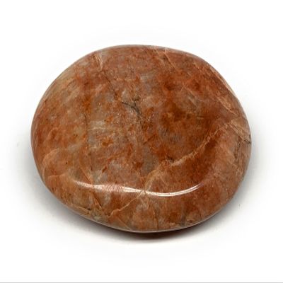 114.5g, 2.7"x2"x0.9" Natural Untreated Peach Moonstone Palm-Stone Crystal Polished Galet Shape Gemstones from Madagascar, B15457