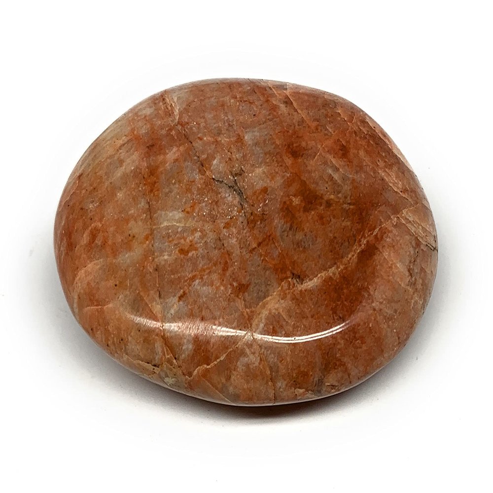 114.5g, 2.7"x2"x0.9" Natural Untreated Peach Moonstone Palm-Stone Crystal Polished Galet Shape Gemstones from Madagascar, B15457