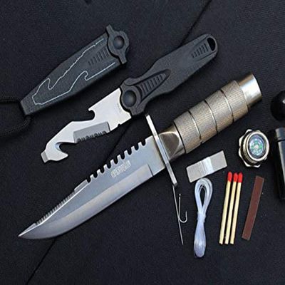 2PC Combat Survival Knife | GutHook Neck Knife