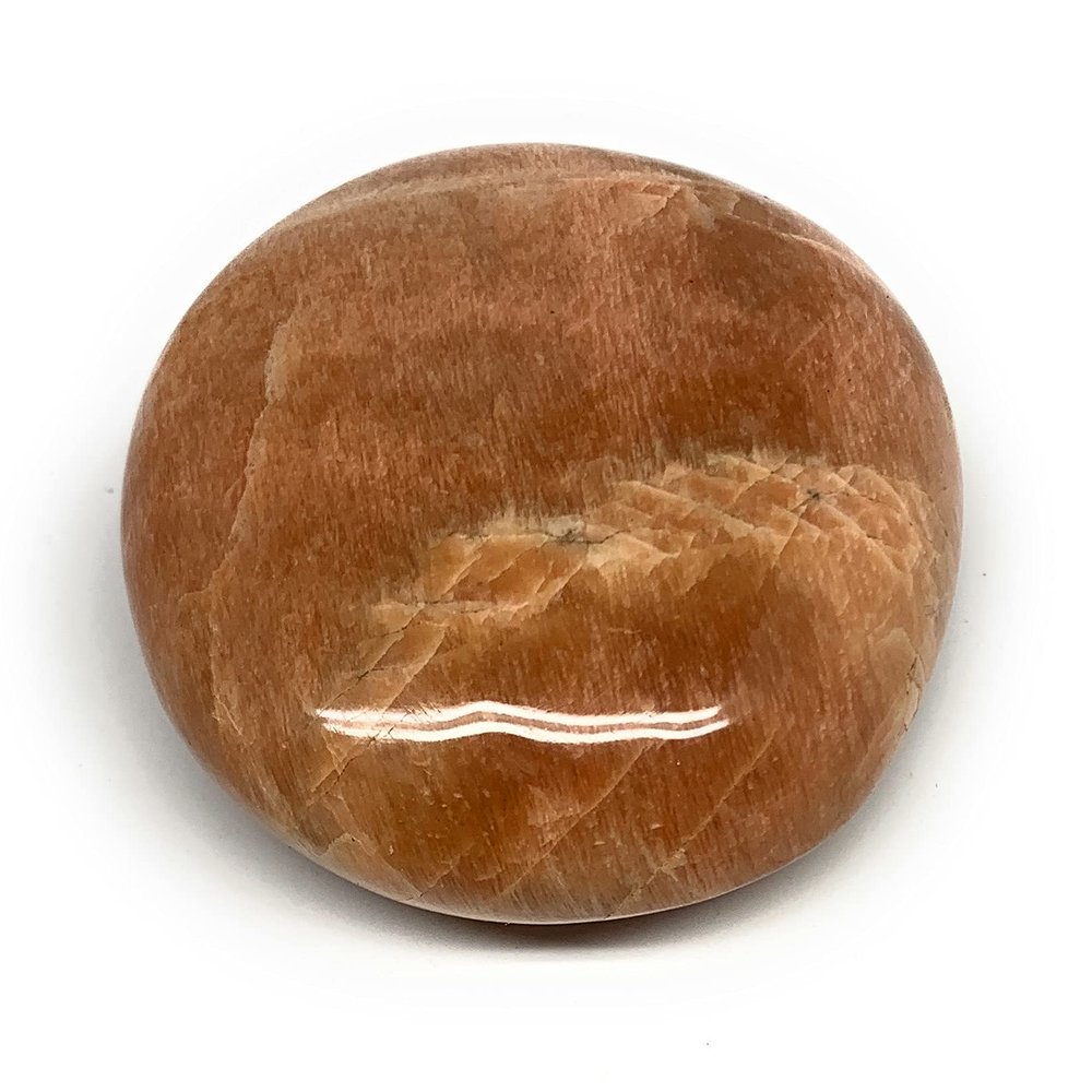 161.8g, 2.6"x2.4"x1.1" Natural Untreated Peach Moonstone Palm-Stone Crystal Polished Gallet Shape Gemstones from Madagascar, B15446