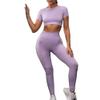 Seamless Gym Wear Workout Clothing Seamless Shorts Yoga Set Seamless Women Yoga Set Gym Clothing Solid Seamless Leggings Sports Top Bra Workout Women Fitness (PURPLE2, MEDIUM) view 1