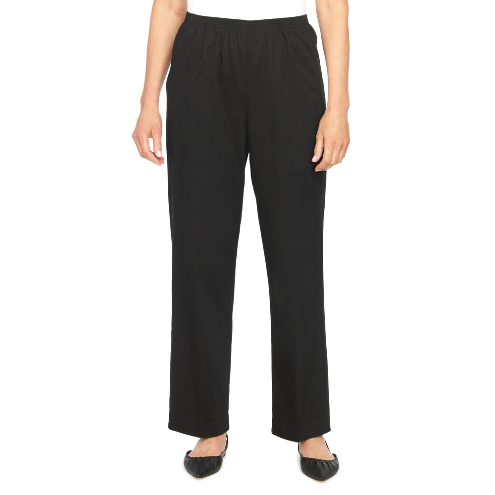 Alfred Dunner Womens Plus-Sizewomen'S Soft Twill Mid-Rise Regular Fit Straight Leg Regular Length Casual Pant Black Size 16W