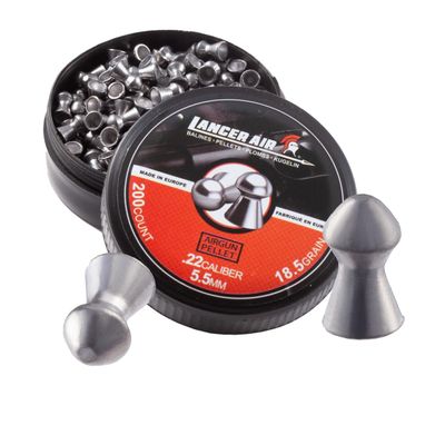 Lancer Tactical Airgun Metal Pellets 5.5mm 0.22 Caliber Hunting Pellets-200 Count/18.5 Grain-Size Domed