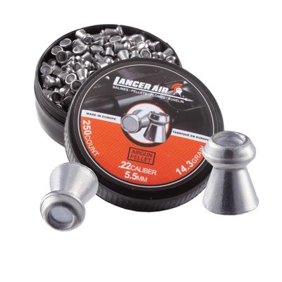 Lancer Tactical Airgun Metal Pellets 5.5mm 0.22 Caliber Hunting Pellets-250 Count/14.3 Grain-Size Hollowpoint