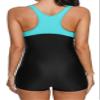 beautyin Women Athletic Boyleg Unitard Racerback One Piece Swimsuit Batihng Suit Black/Aqua view 2