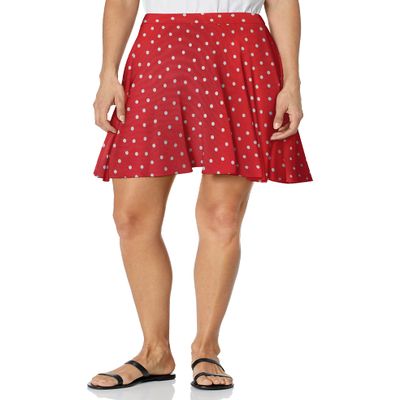 Star Vixen Women's Petite Full Short Ponte Knit Skater, REDDOT, PL