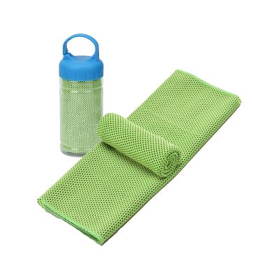 Cooling Towel, Ice Cold Sports Sweat Towel for Instant Relief with Carry Bottle, Soft Breathable Chilly Towel Cool Towel for Sports Workout Fitness Gym Yoga Pilates Travel Camping 1PCS Bright Green