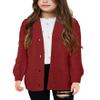Apbondy Girls Cable Knit Cardigans Button Down Long Sleeve Chunky Sweater Outerwear Red view 1