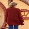Apbondy Girls Cable Knit Cardigans Button Down Long Sleeve Chunky Sweater Outerwear Red view 2