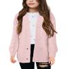 Apbondy Girls Cable Knit Cardigans Button Down Long Sleeve Chunky Sweater Outerwear Pink view 1