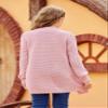 Apbondy Girls Cable Knit Cardigans Button Down Long Sleeve Chunky Sweater Outerwear Pink view 2