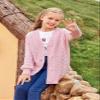 Apbondy Girls Cable Knit Cardigans Button Down Long Sleeve Chunky Sweater Outerwear Pink view 3