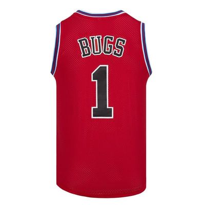 Youth Basketball Jersey Bugs #1 Space Movie Jersey Boys Sport Shirts (Red, Youth X-Large)