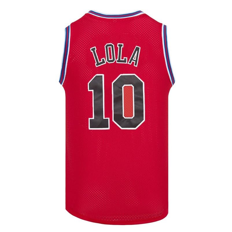 Youth Kids Basketball Jerseys #10 Lola Space Movie Jersey Shirts for Boys S-XL (Red, Youth X-Large)