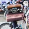 RAW HYD Full-Grain Leather Handlebar Bag for Bicycles & Motorcycles  Vintage-Style Bike Tool Pouch with Multi-Mount Straps - Compact Storage Accessory for Daily Riders & Touring view 2