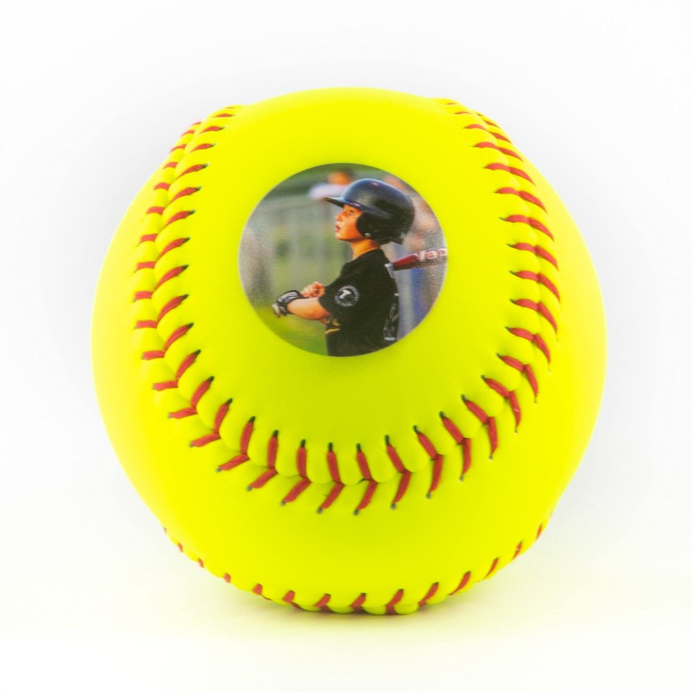 Personalized Yellow Softball Printed Gift, Custom Practice Softball Best Gift - Official Size- Use Your Photo or Logo Softball Birthday Gift Holiday Present for The Best Dad or Family