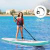 Goplus Inflatable Stand up Paddle Board, 6" Thick SUP with Premium Accessories, Adjustable Aluminum Paddle, Leash, Carry Bag, Hand Pump, Removable Fin (White+Green, 11 FT) view 2