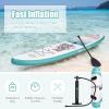 Goplus Inflatable Stand up Paddle Board, 6" Thick SUP with Premium Accessories, Adjustable Aluminum Paddle, Leash, Carry Bag, Hand Pump, Removable Fin (White+Green, 11 FT) view 3