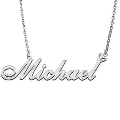 RONKAH Michael Custom Personalized Name Necklace Pendant Necklace with Heart Customized Necklace Best Gift for Women Christmas Valentine's Day Mother's Day Birthday AG
