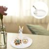 jojofuny Golden Ear Bunny Rabbit Ring Holders, Ceramic Jewelry Tray Storage Plate Bowl, Necklace Earrings Rings Stand Display Organizer Holder view 3