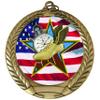 10 Pack of USA American Flag Theme Track Gold Medals Trophy Award with Red White Blue Neck Ribbons view 2