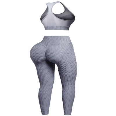 Made by Emma Sexy Sports Bra & High Waist Ruched Butt Lifting Leggings Grey S/M