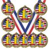 10 Pack of USA American Flag Theme 1st Place First Gold Medals Trophy Award with Red White Blue Neck Ribbons view 1