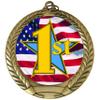10 Pack of USA American Flag Theme 1st Place First Gold Medals Trophy Award with Red White Blue Neck Ribbons view 2