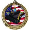 10 Pack of USA American Flag Theme Ice Hockey Gold Medals Trophy Award with Red White Blue Neck Ribbons view 2